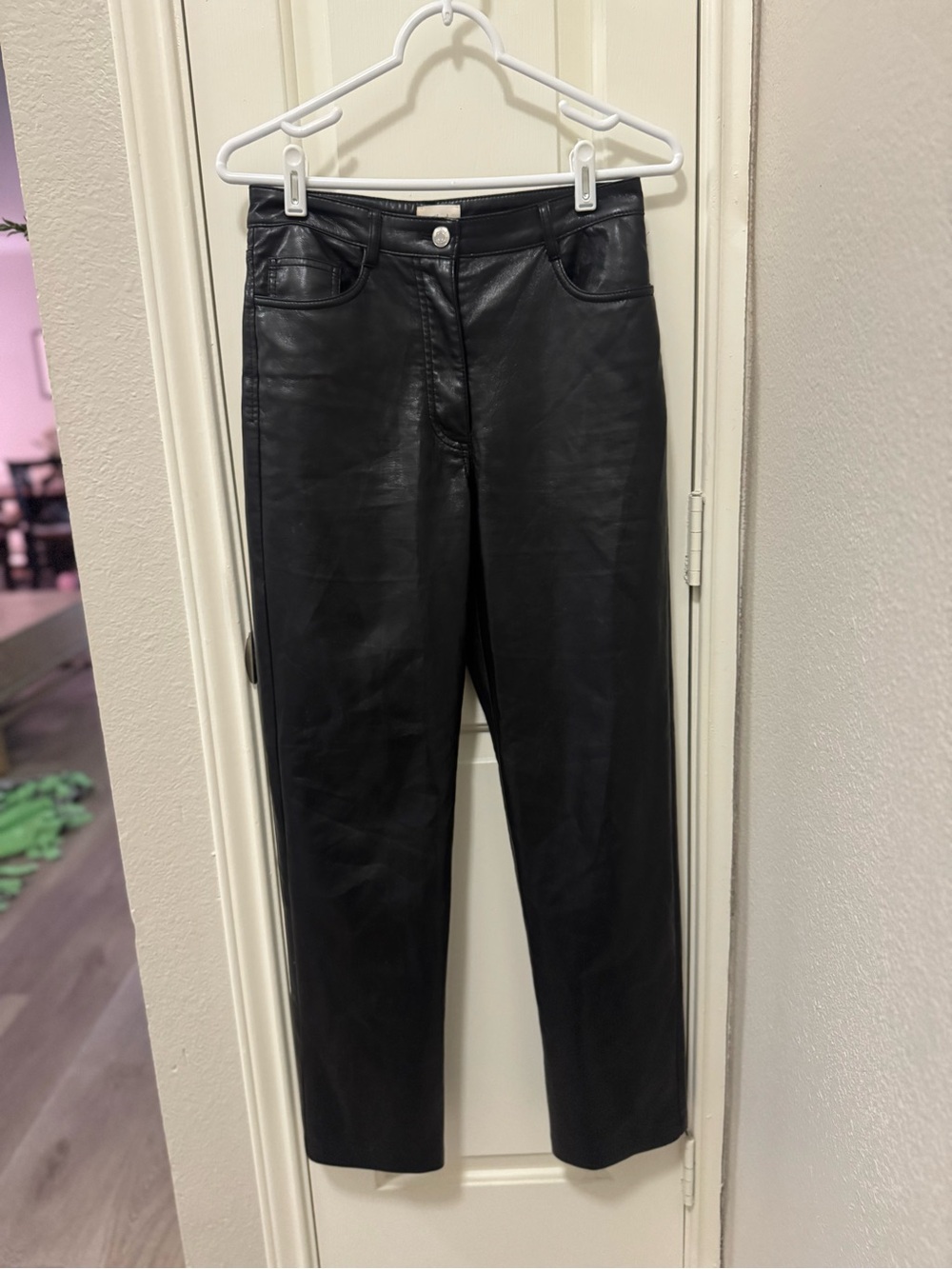 Wilfred Aritzia Black Leather High-Waist Pants